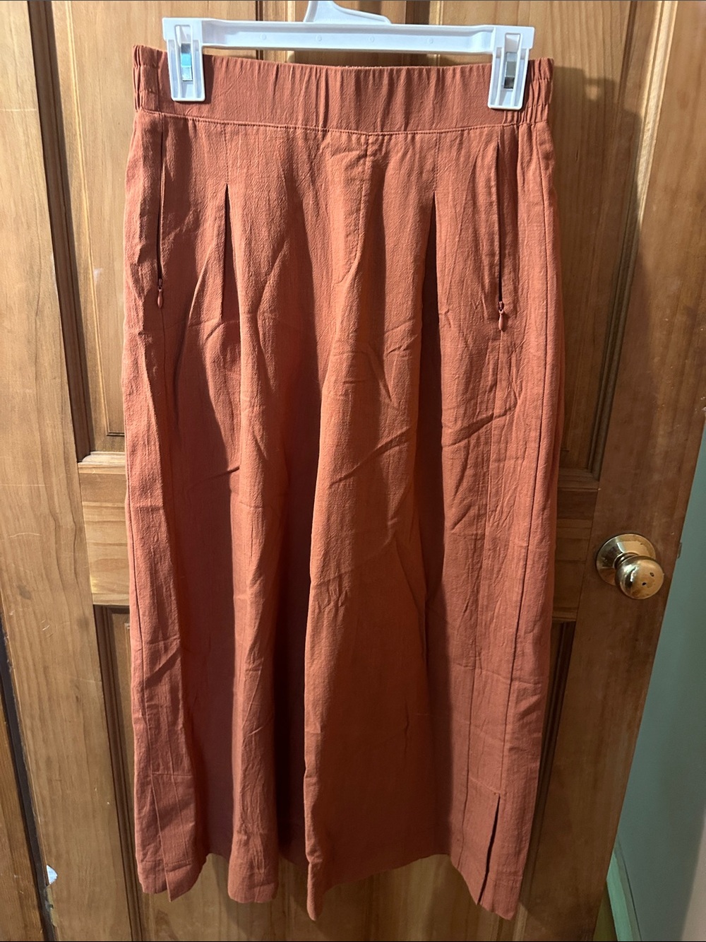 Women’s Rust Wide Leg Pallazo Pants- Casual Flowy Design - elastic waist